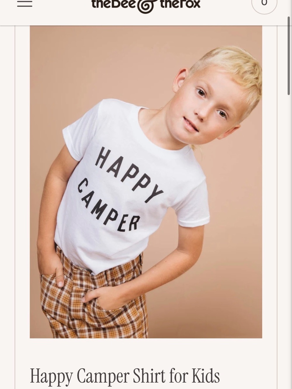 The Bee & The Fox Kids White "Happy Camper" Graphic Tee 10